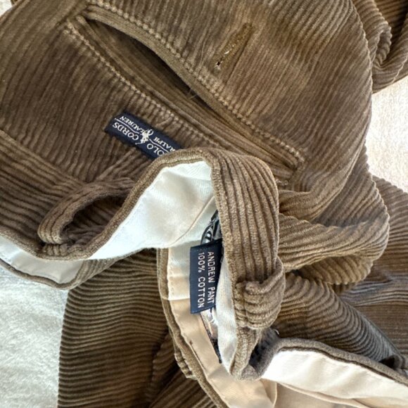 Vintage Ralph Lauren Polo Men's Corduroy Brown Andrew Pants | 36 X 34 - Picture 7 of 8